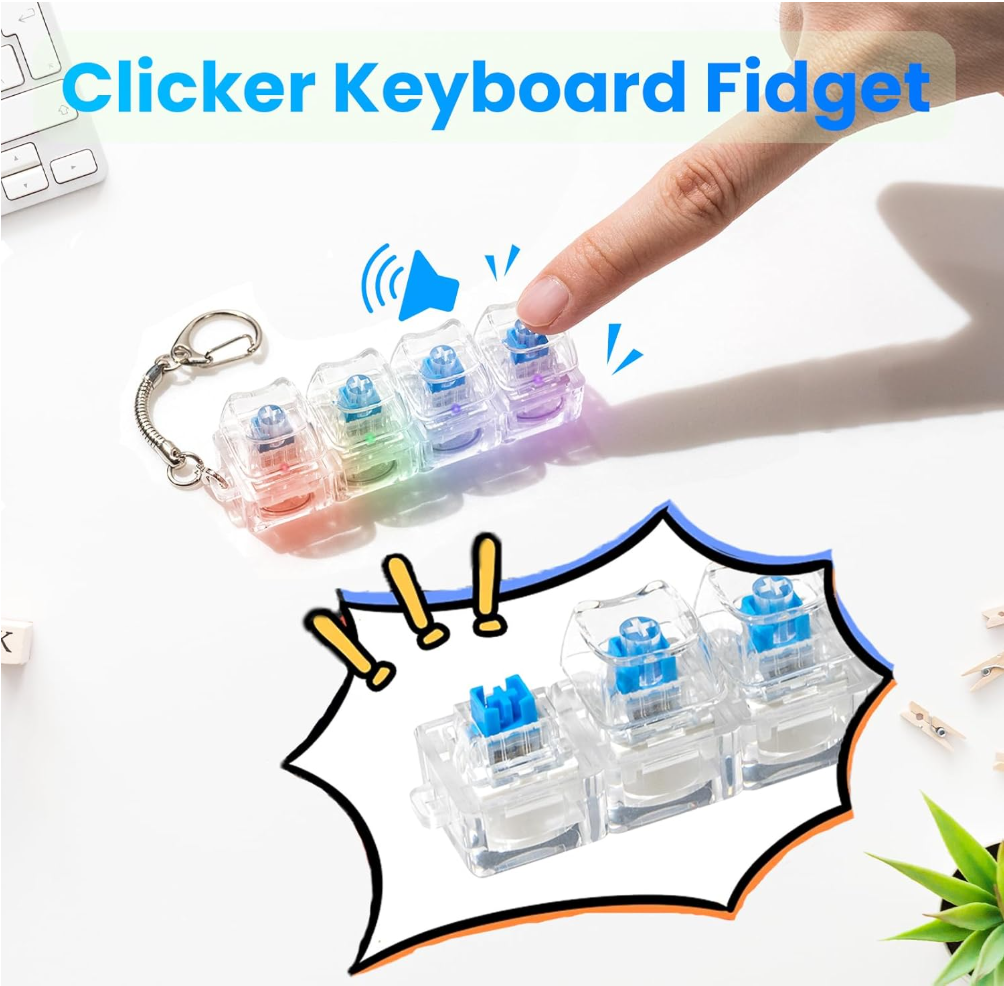 Smarvo 2 Pcs Keyboard Fidget Toy for Adult, White 4-in-1 Loud Stress Relief Fidget Keyboard for Anxiety Decompression (White)
